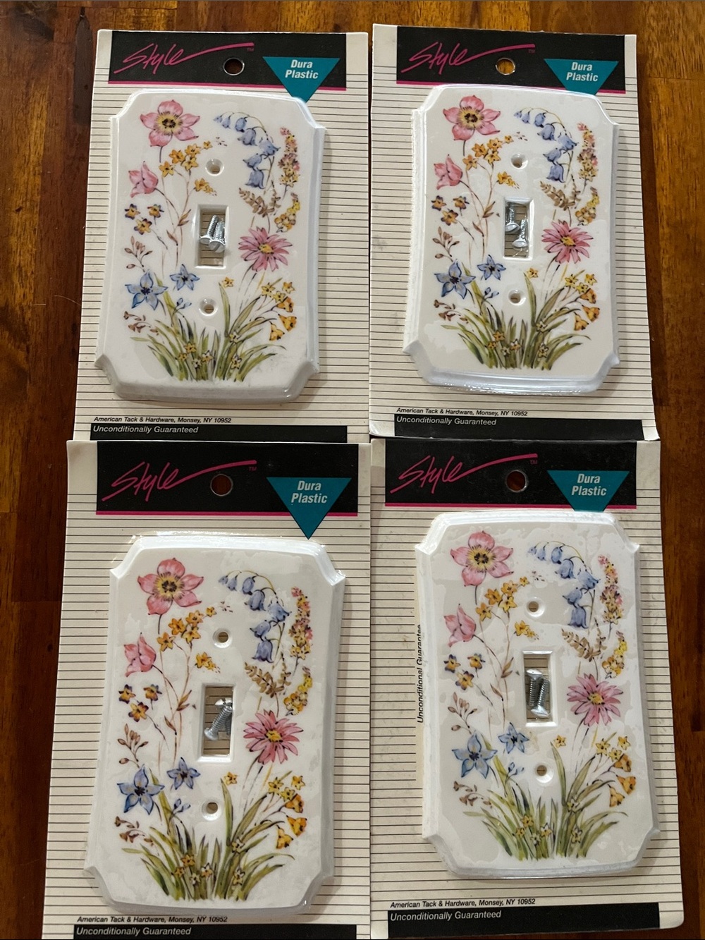 4 Vtg Style Dura Plastic Wild Flower Garden Single Light Switch Plate Covers NOS